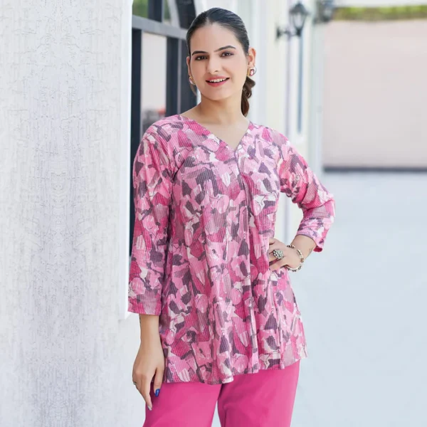 Pink Printed Rayon Top