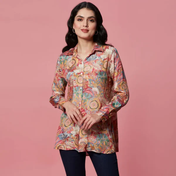 Multicolor Floral Printed Muslin Top