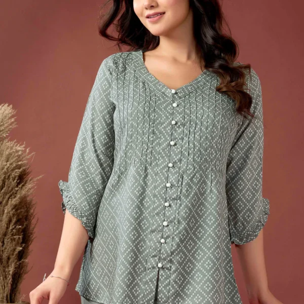 Grey Bandhani Printed Pure Cotton Top