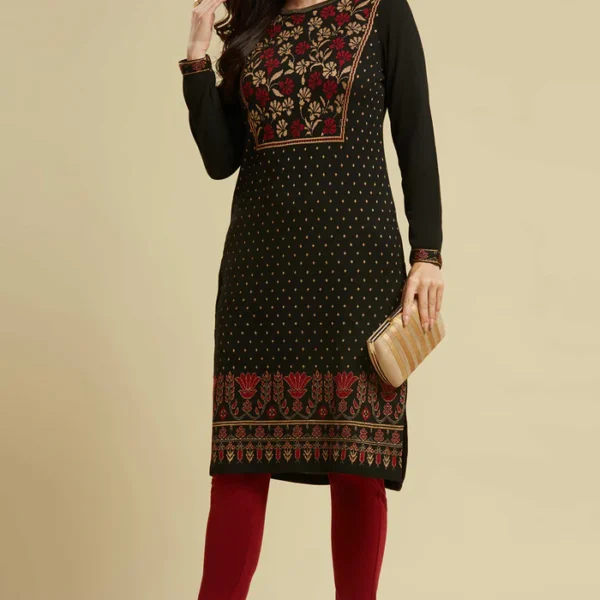 Black Woolen Straight Kurti