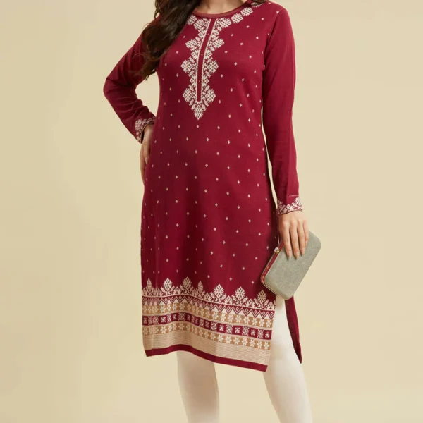 Purple Woolen Straight Kurti