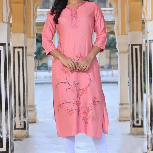 Pink Rayon Kurta