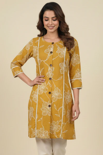 Casual Olive Pure Cotton A-Line Top Perfect for Everyday Elegance