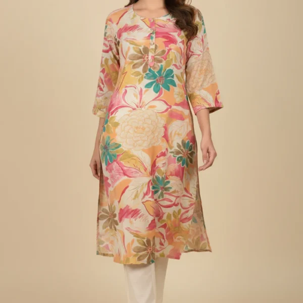 Multicolor Printed Rayon Kurti