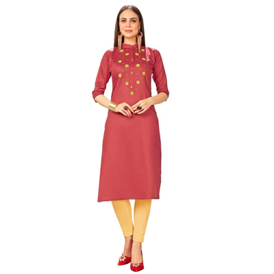 Exotic Red Colored Party Wear Embroidered Jam Cotton Silk Kurti