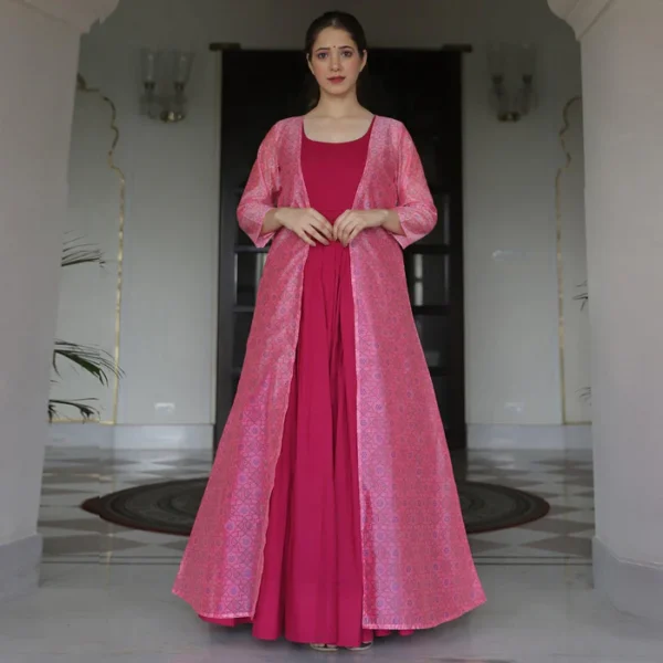 Majesty Pink Colored Casual Designer Digital Printed Maslin Kurtis