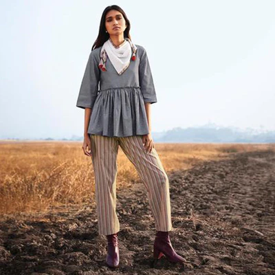 Refreshing Gray Colored Casual Printed Cotton Top-Bottom Set