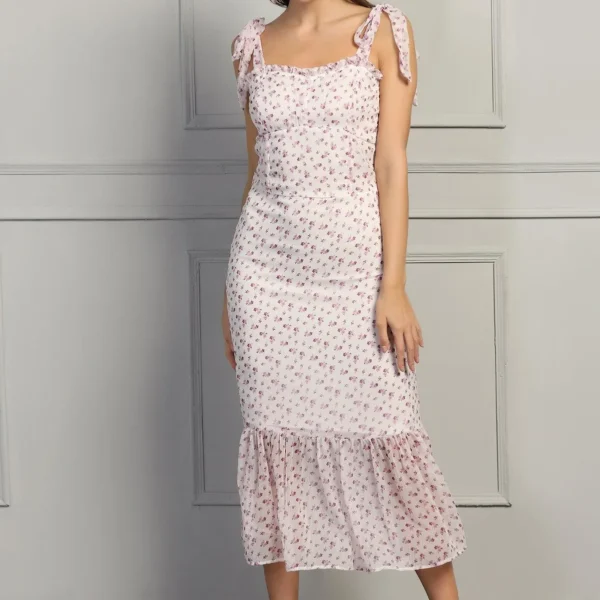 Sweet Blossom Midi Dress in Pink