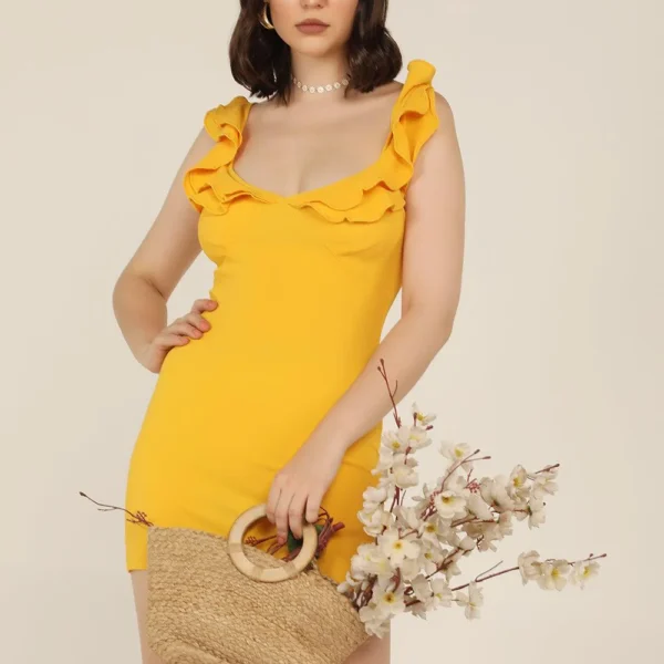 Ruffle Mini Dress - Yellow