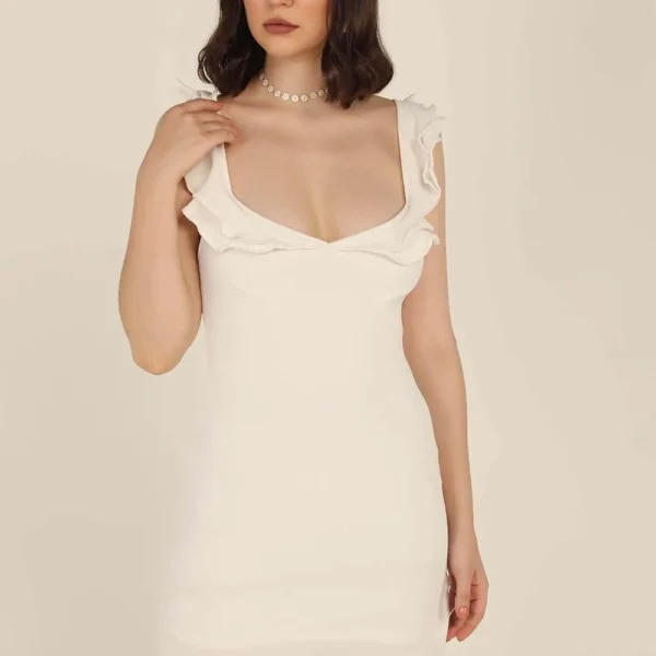 Ruffle Mini Dress - White