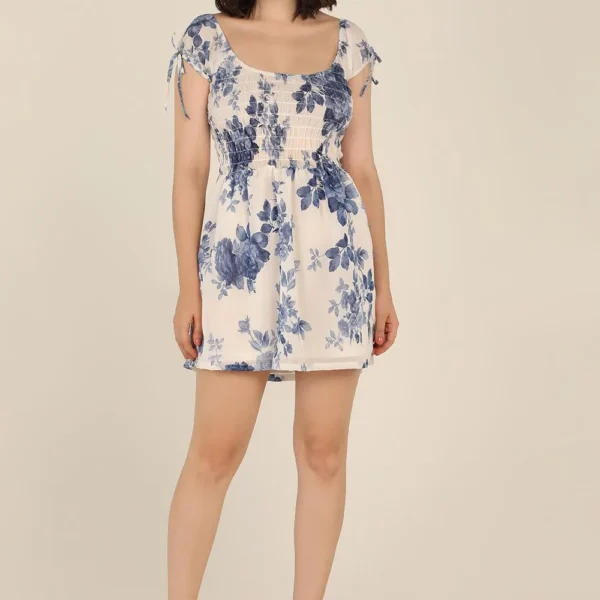 Floral Skater Dress - Ocean Blue