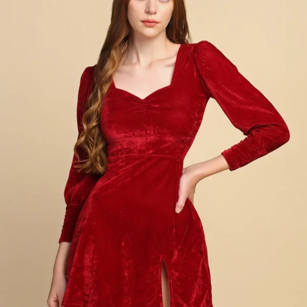 Red A-line Velvet Dress