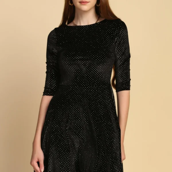 Velvet Stud Fit n' Flare Dress