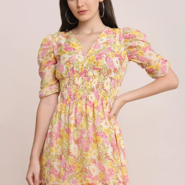 Floral Skater Dress - Lemon