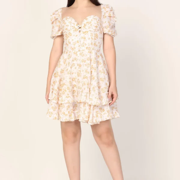 French Ruffle Corset dress in Sunglow