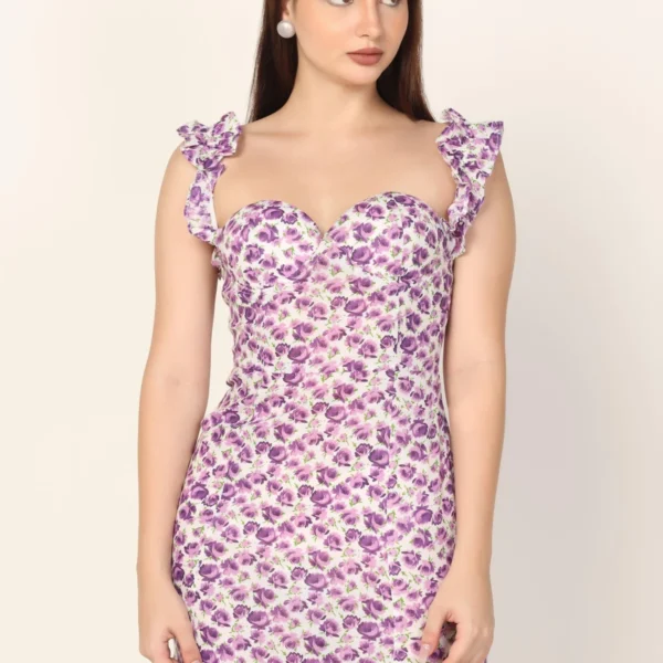 Ruffled Cupped Dress - Purple